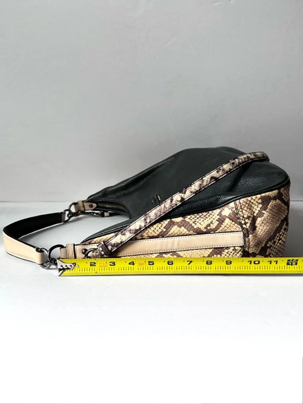 Coach Harley Hobo Crossbody Shoulder Bag Black & Snake Embossed Leather F57503